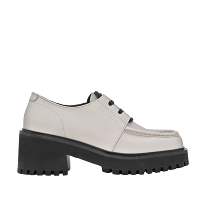 德比鞋 , 米白色 - 皮革