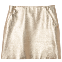 Mini skirt , Pale gold - Leather