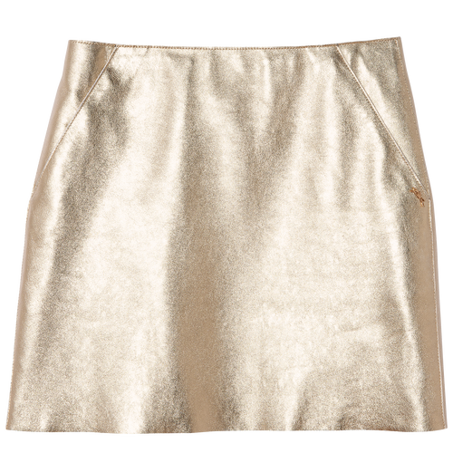 Mini skirt , Pale gold - Leather - View 1 of  4