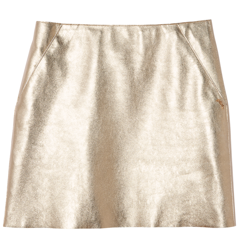 Mini skirt , Pale gold - Leather  - View 1 of  4