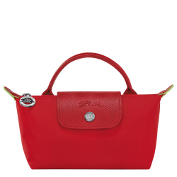 Le Pliage Green Pouch with handle , Tomato - Recycled canvas