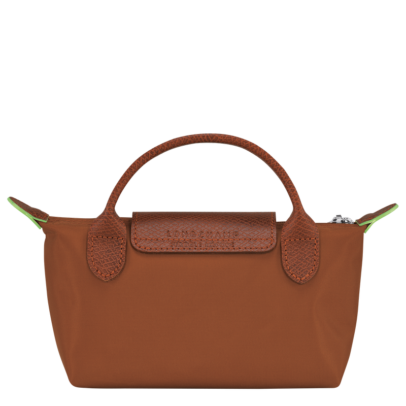 Le Pliage Green Pouch with handle , Cognac - Recycled canvas  - View 4 of  6