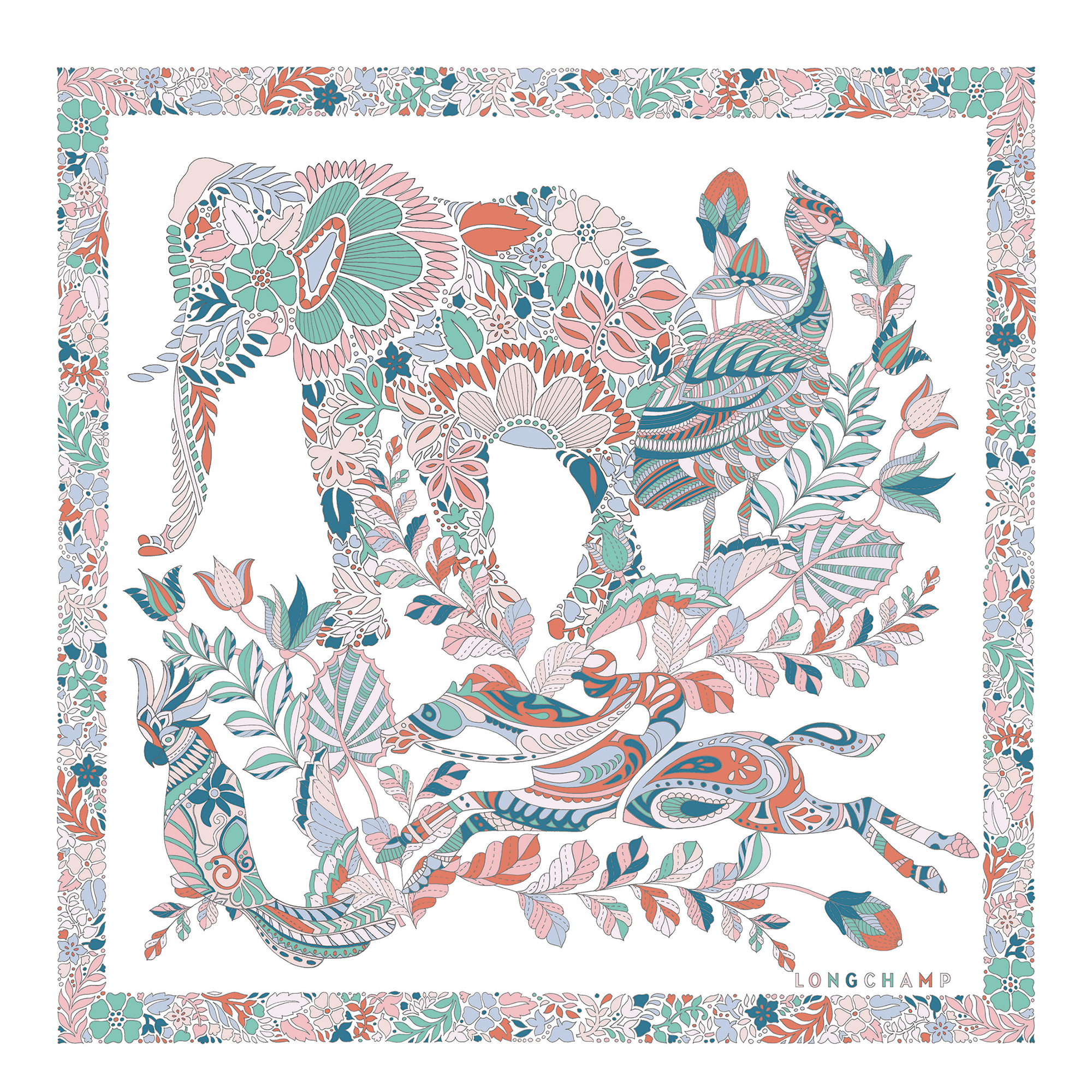 For&ecirc;t Longchamp Silk scarf 50, Rainbow