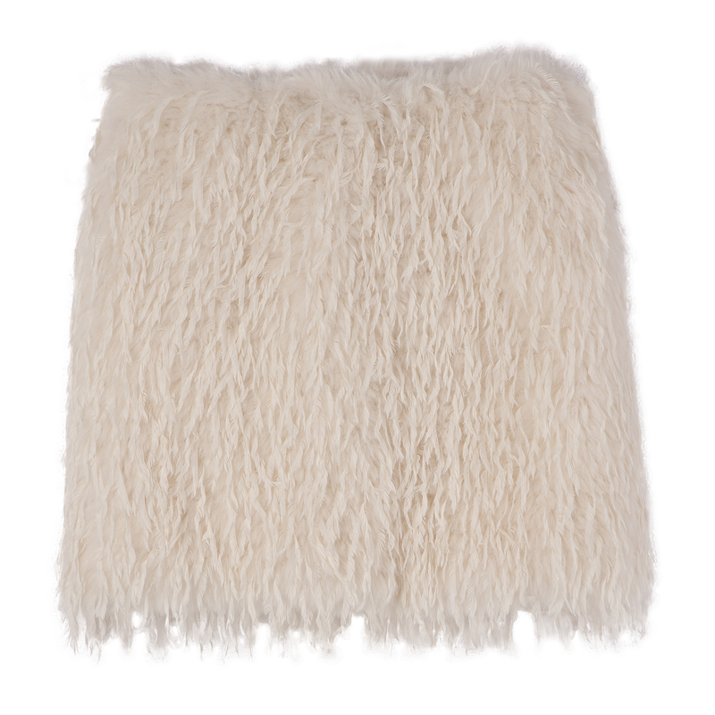 半身裙 , 象牙色 - 环保皮草  - 查看 1 4