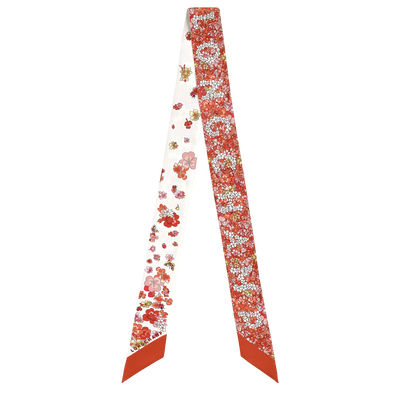 Frise Fleurie Headband , Coral - Silk