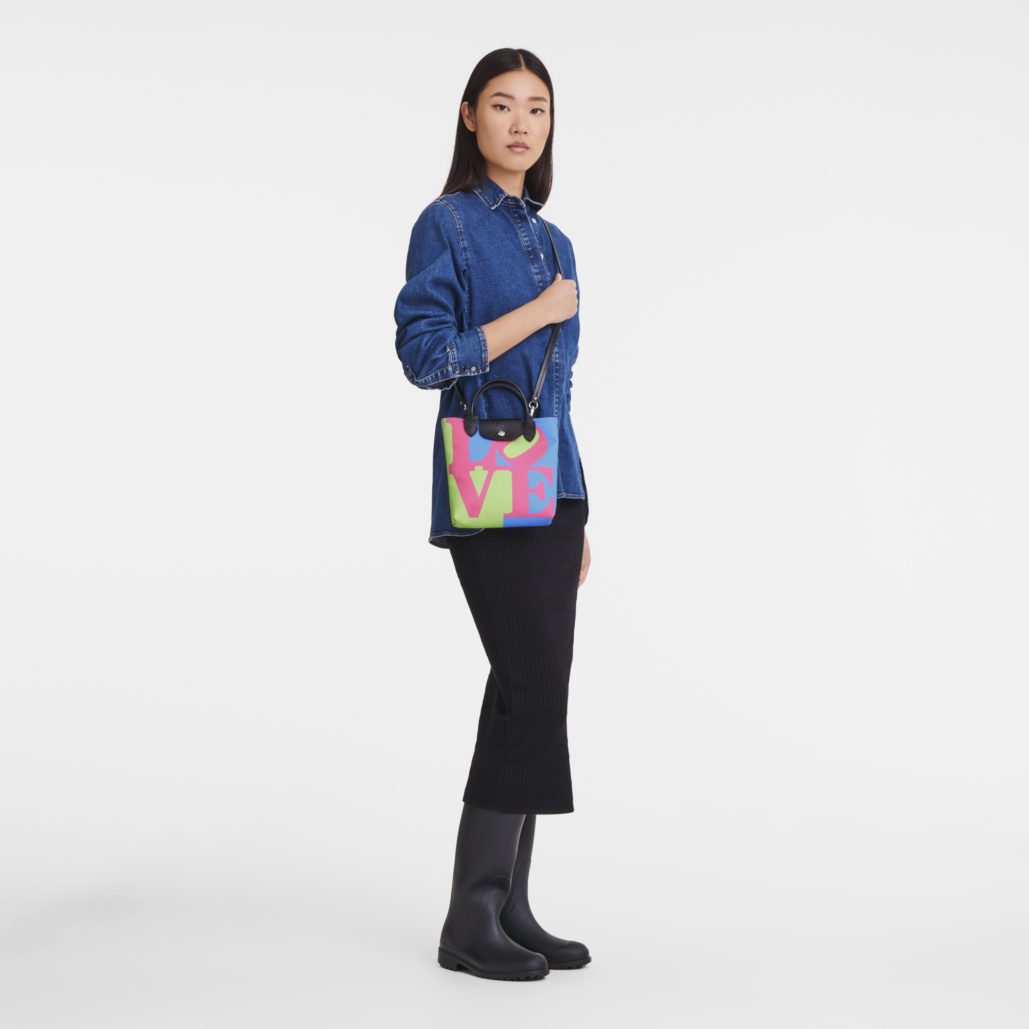 Longchamp x Robert Indiana 斜挎包 XS, 粉红色