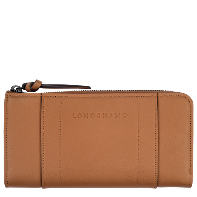 Longchamp 3D Zip around wallet , Natural - Leather