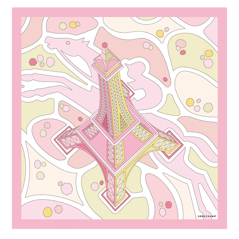 马术之塔 丝巾 70 , 芭蕾粉 - 真丝  - 查看 1 2