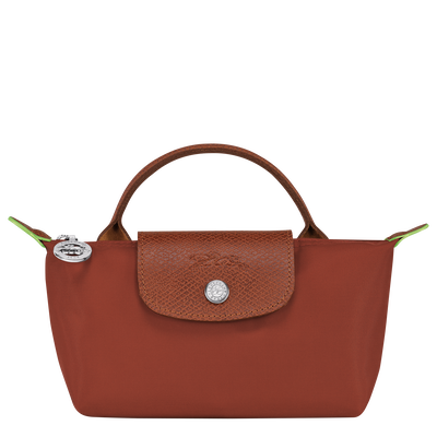 Le Pliage Green Pouch with handle , Chestnut - Recycled canvas