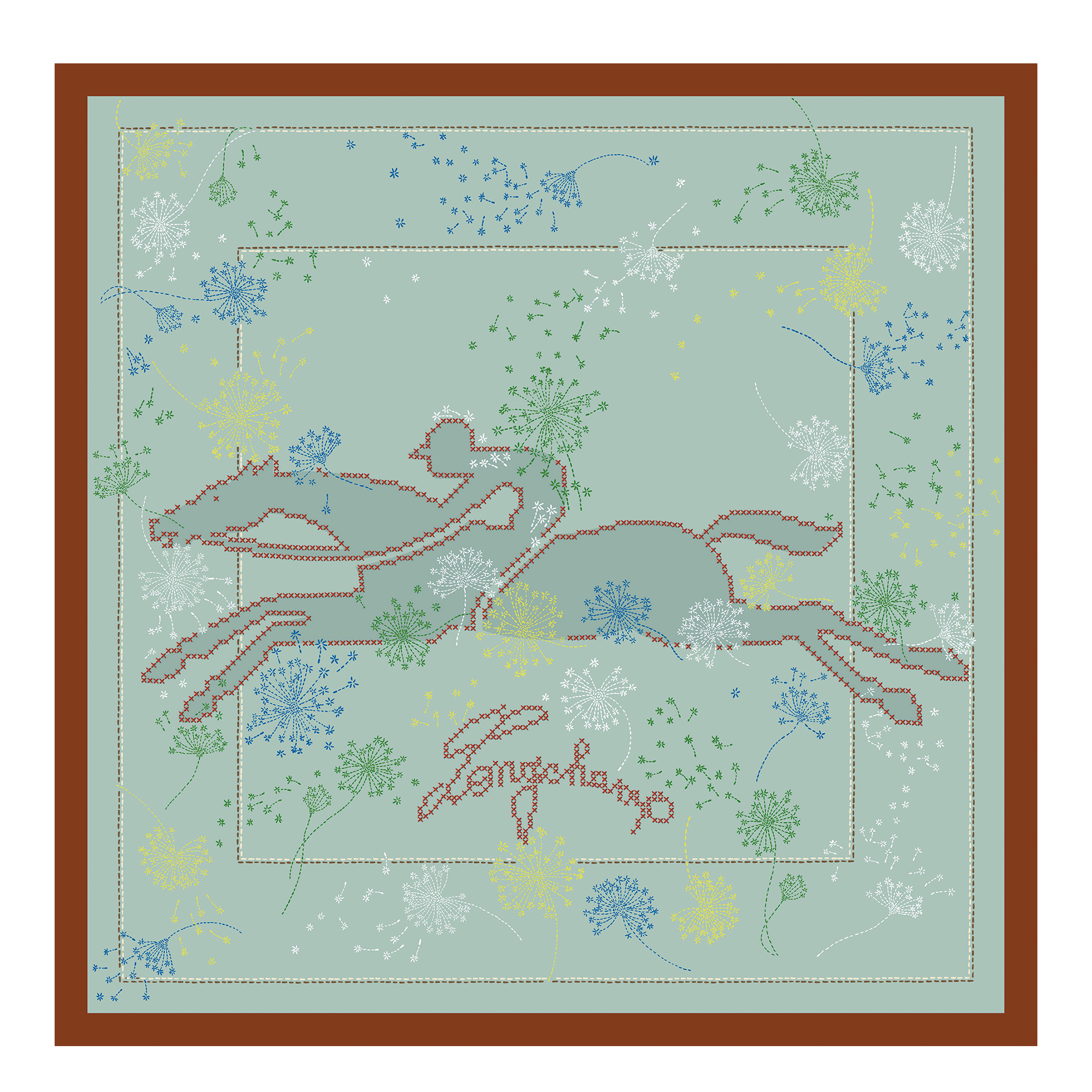 Douce Cavalcade 丝巾 50, Almond Green
