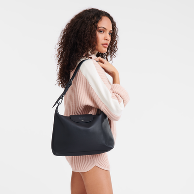 Le Pliage Xtra M Hobo 袋 , 黑色 - 皮革