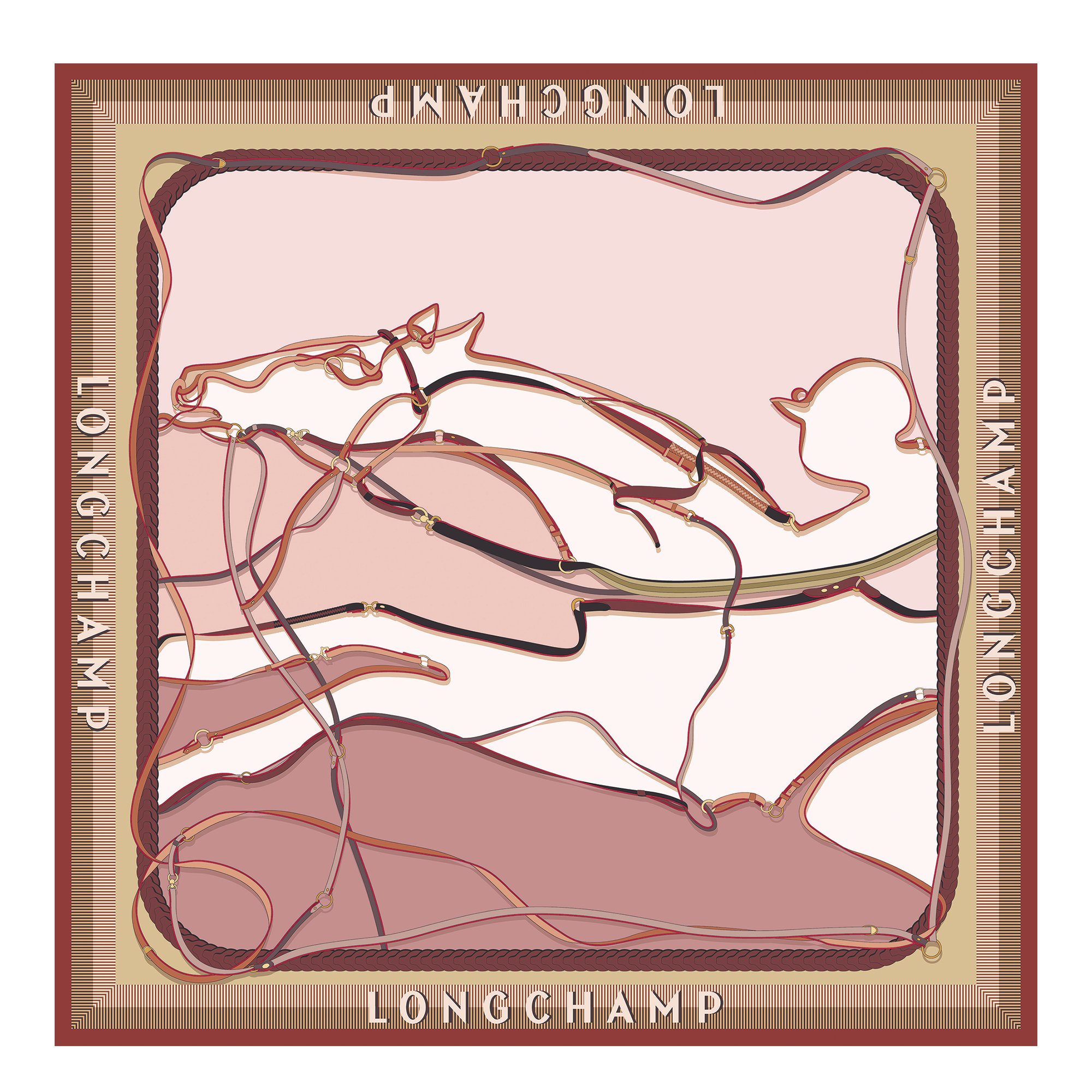 风驰电掣 丝巾 90, 茶粉色