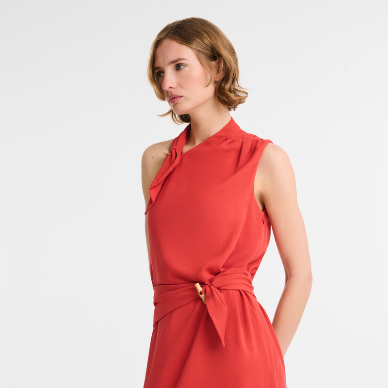 Dress , Red - Gabardine  - View 4 of  5