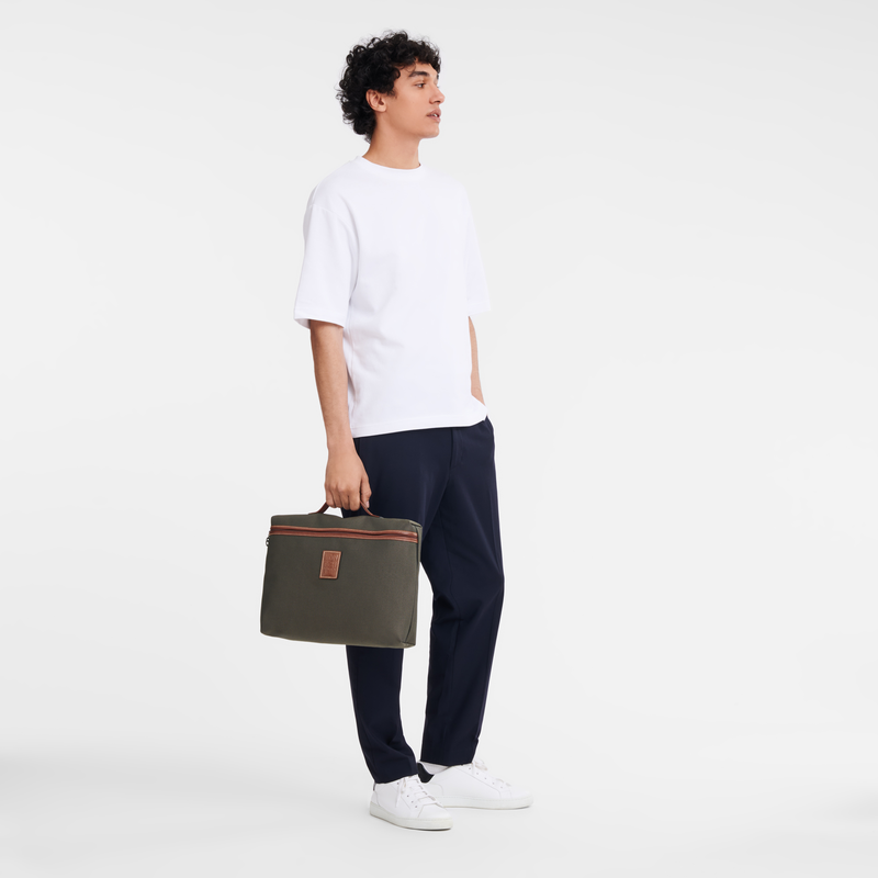 Boxford S Briefcase , Brown - Recycled canvas  - View 2 of  4