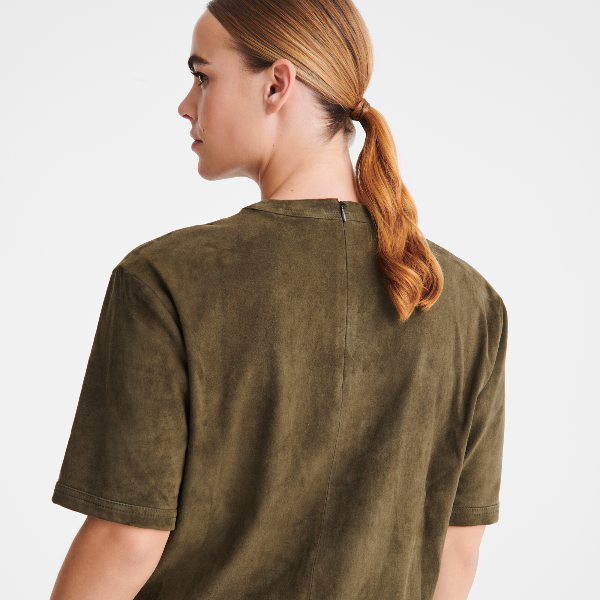 null Short leather top, Khaki