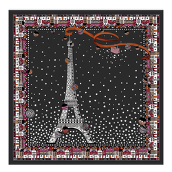 Tour Eiffel Noël Longchamp Silk scarf 50 , Black - Silk