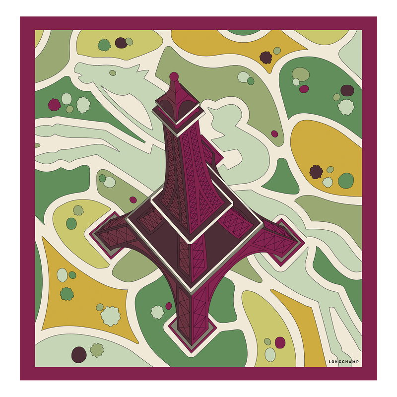 Equestrian Tower Silk scarf 70 , Beetroot - Silk  - View 1 of  2