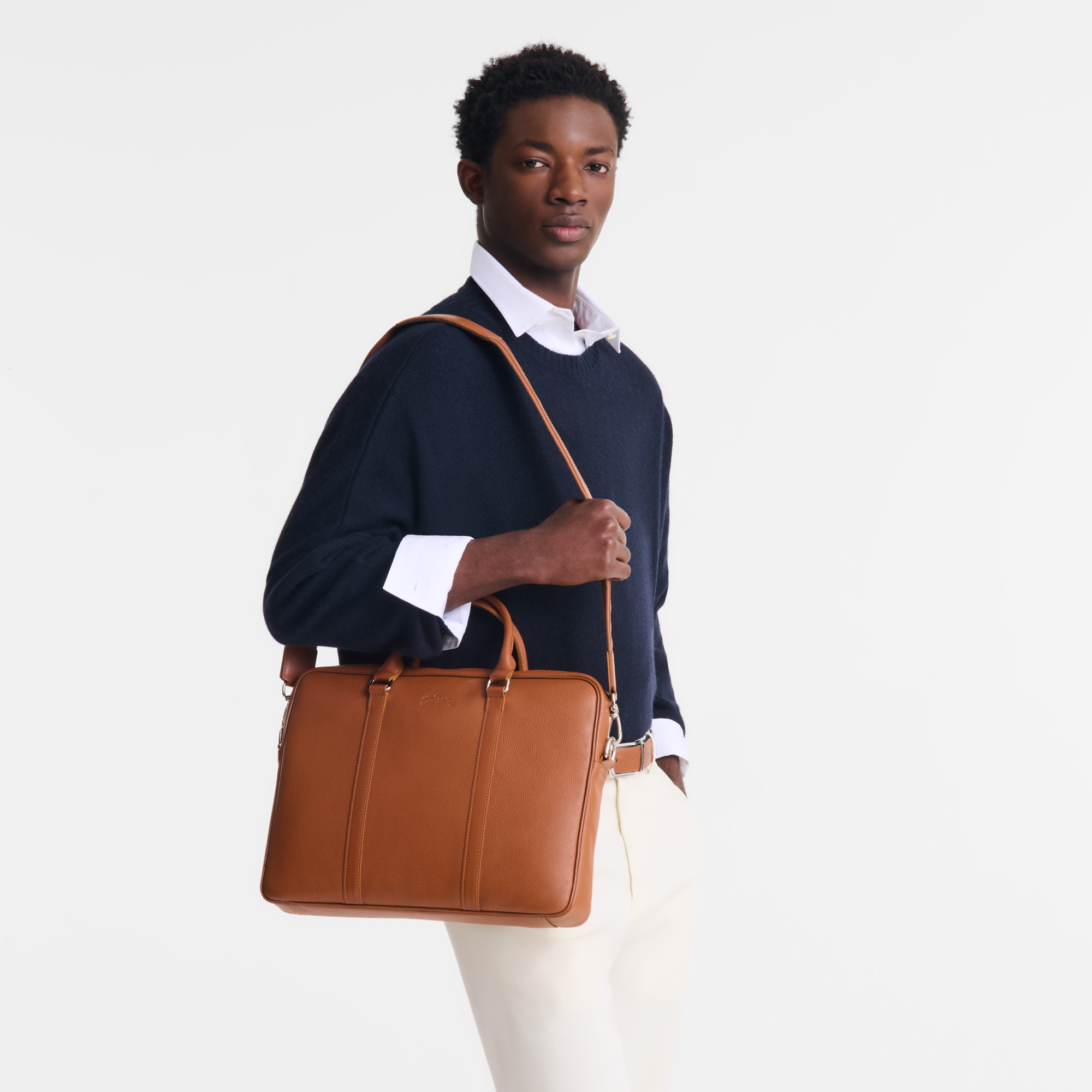 Le Foulonn&eacute; Briefcase XS, Caramel