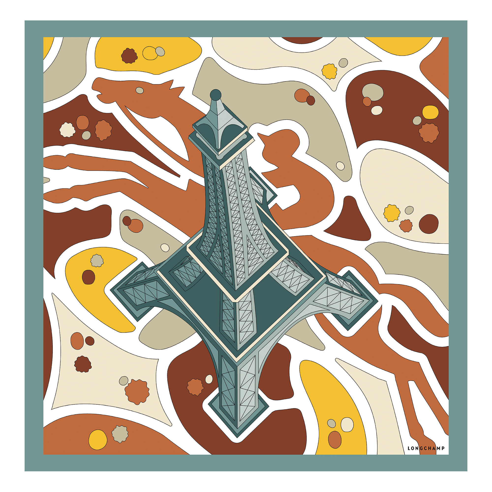 Equestrian Tower Silk scarf 70, Vervain