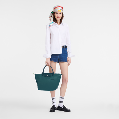 Le Pliage Green M 手提包 , 孔雀蓝色 - 再生帆布