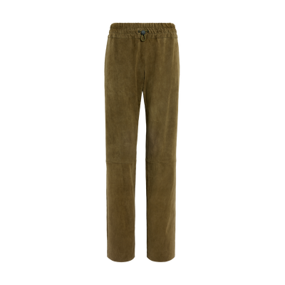 null 皮革直筒裤, 卡其色