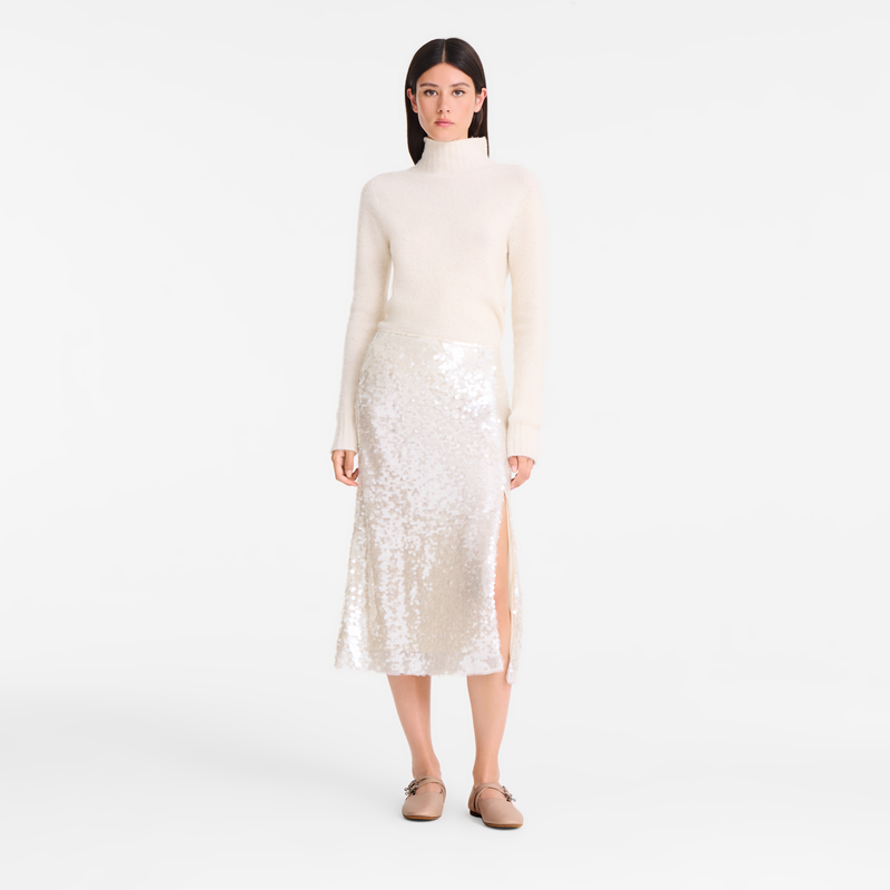 Midi skirt , Ivory - Sequin  - View 2 of  5