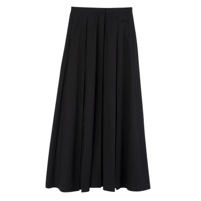 Midi skirt , Black - Cotton poplin