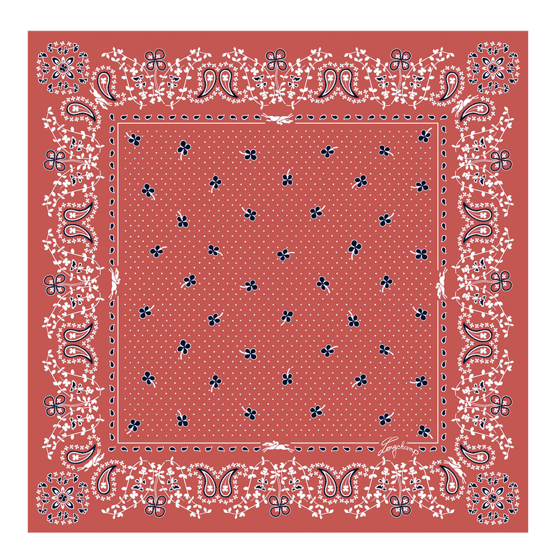 法式头巾 丝巾 50 , 珊瑚紅色 - 真丝  - 查看 1 2