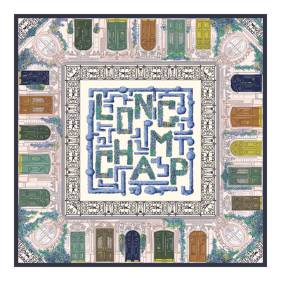 Jardin Parisien 丝巾 90 , 海军蓝色 - 真丝