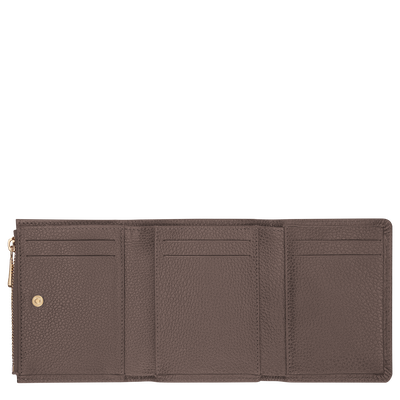 Le Foulonn&eacute; Compact wallet, Taupe