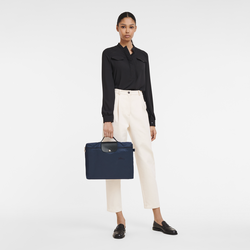 Le Pliage Green S Briefcase , Navy - Recycled canvas