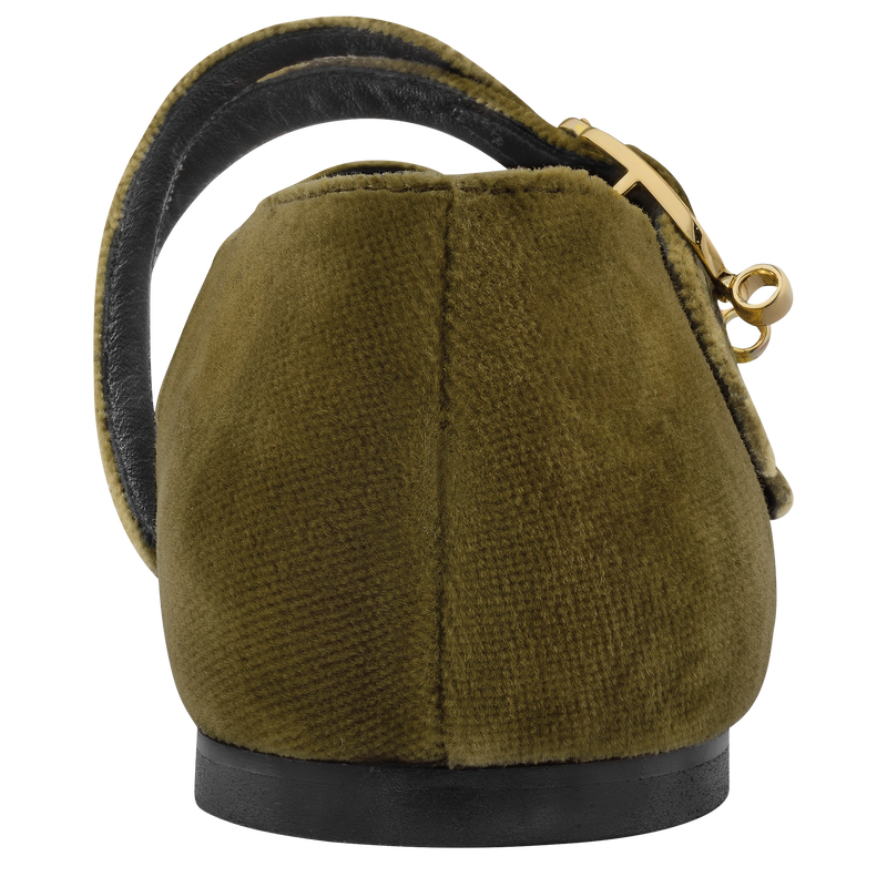 Le Foulonné Ballerinas , Olive - Leather  - View 3 of  4