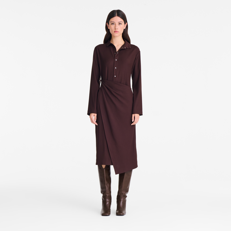 Dress , Burgundy - Crepe  - View 2 of  4