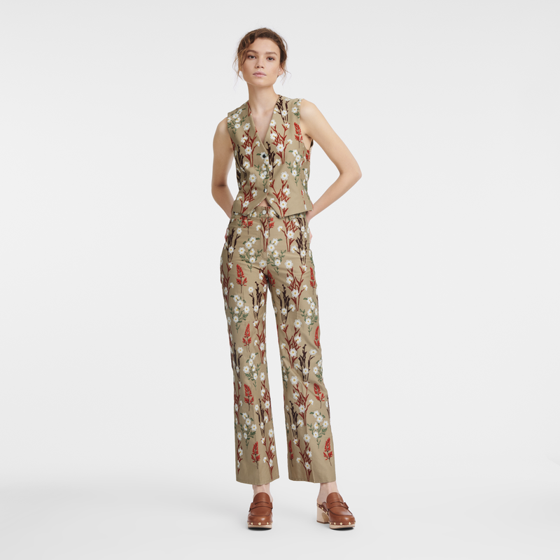 Embroidered trousers , Oat - Gabardine  - View 2 of  3
