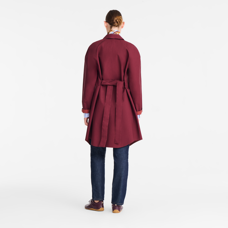 Trench coat , Burgundy - Water-repellent technical canvas  - View 3 of  4
