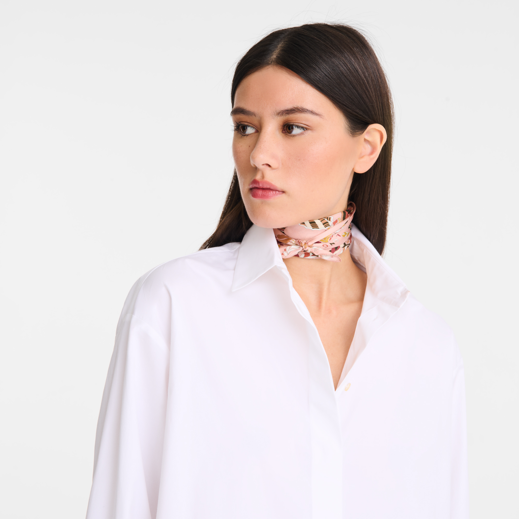 Silk scarf 50, Pink Tea - View 2 of
2 - zoom in Forêt Longchamp Silk scarf 50, Pink Tea