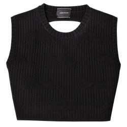 Sleeveless top , Black - Knit