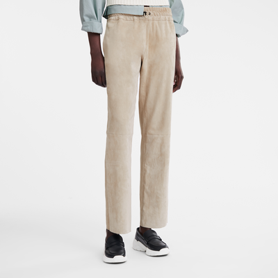 null Leather straight pants, Linen