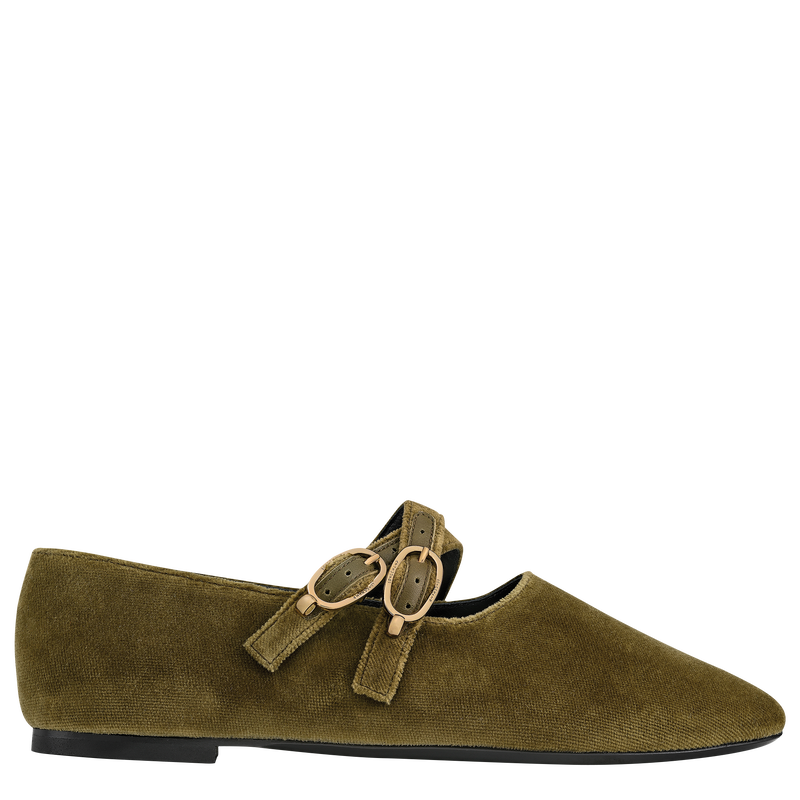 Le Foulonné Ballerinas , Olive - Leather  - View 1 of  4