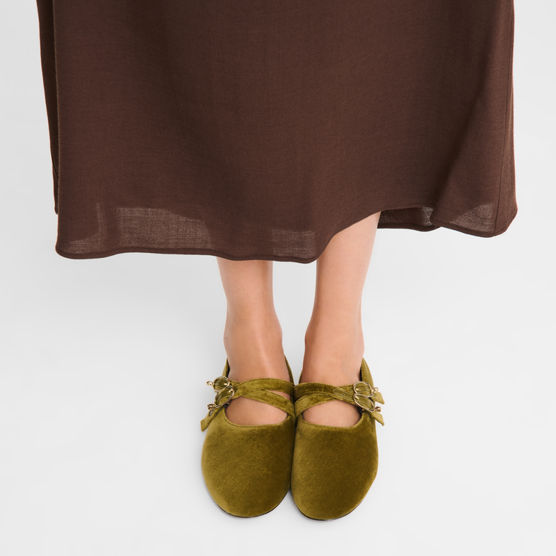 Le Foulonné Ballerinas , Olive - Leather  - View 2 of  4