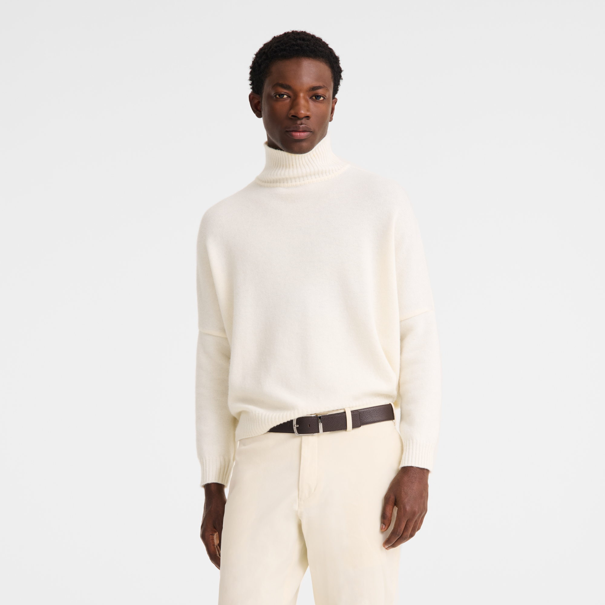 Le Foulonn&eacute; Men's belt, Mocha/Black
