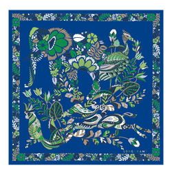 Longchamp森林 丝巾 50 , Bright Blue - 真丝