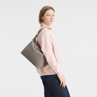 Le Pliage Xtra M Hobo 袋 , 斑鸠灰 - 皮革