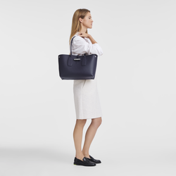 Roseau L Tote bag , Bilberry - Leather