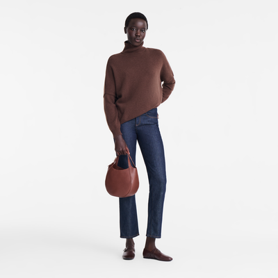 Le Foulonn&eacute; S Handbag , Coffee - Leather