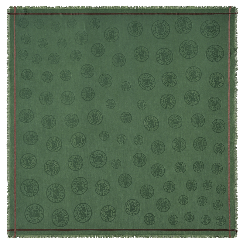 Longchamp奖章 披肩 , 英伦绿 - 棉混纺  - 查看 1 3