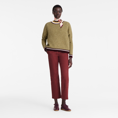 Round collar jumper , Pistachio/Burgundy - Knit