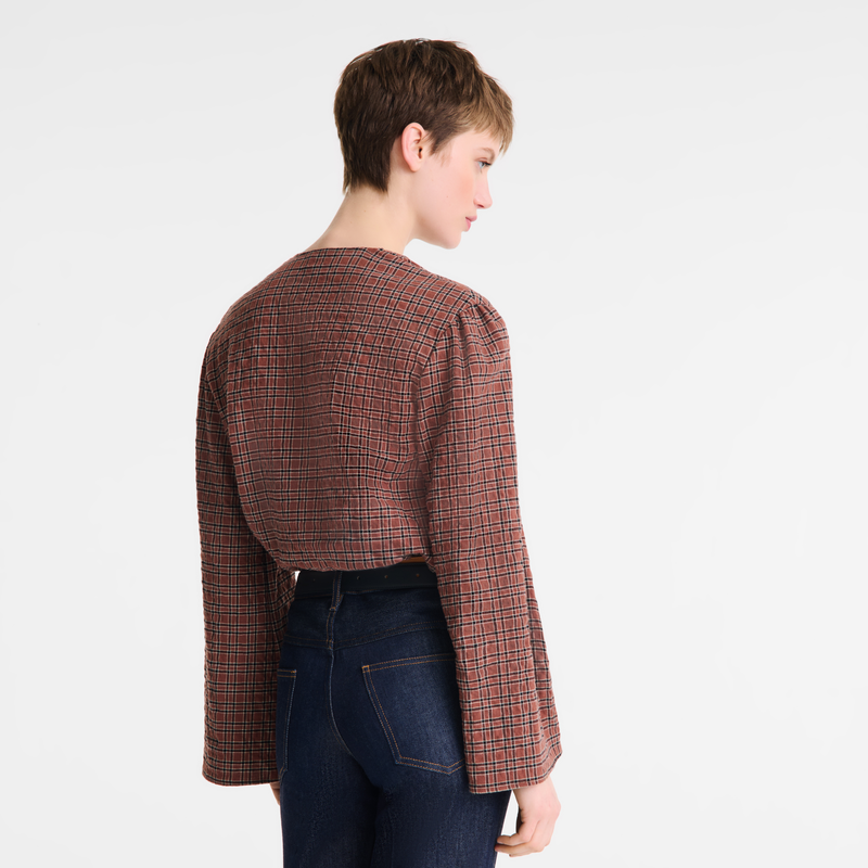 女士衬衫 , 腰果棕 - 提花棉布  - 查看 3 5