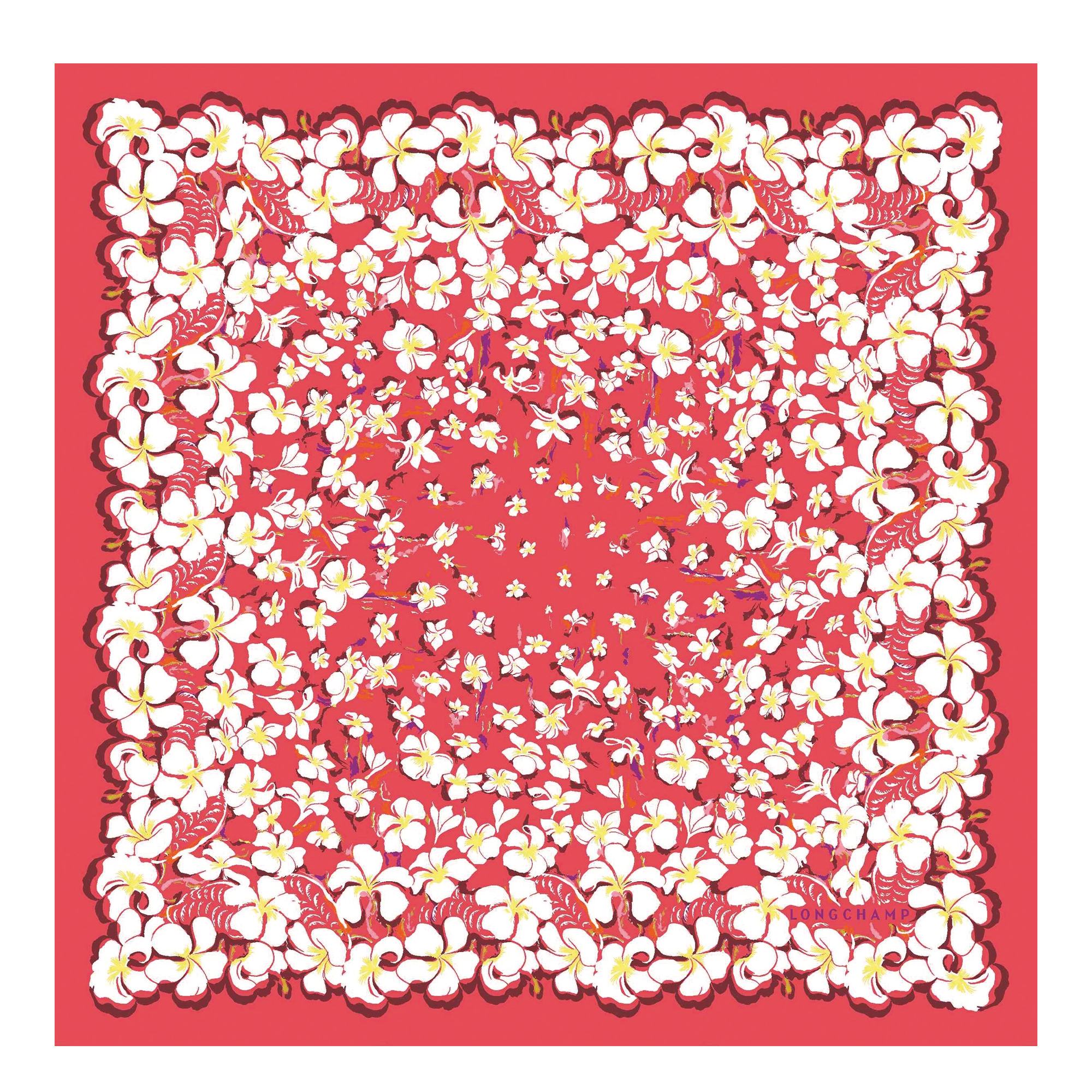 夏威夷花卉 丝巾 50, 草莓色
