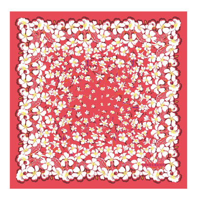 Hawaiian Flowers Silk scarf 50, Strawberry
